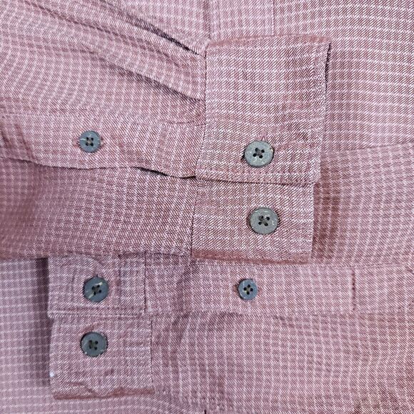 Tommy Bahama Men's 100% Silk Shirt Size M Burnt Orange Checks UNDERARM WEAR FLAW - Picture 6 of 16